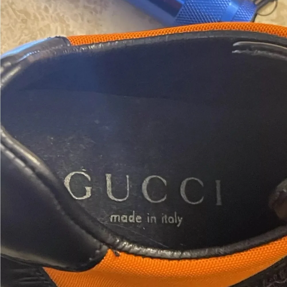 Gucci Women’s Shoes Black Orange Sneakers NWT SAKS FIFTH AVE AUTH 5.5 Leather - Picture 8 of 12